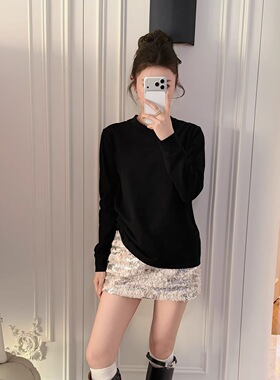 RUBBIT宠粉回馈 简约不简单温暖你我 磨毛新疆长绒棉打底宽领T恤