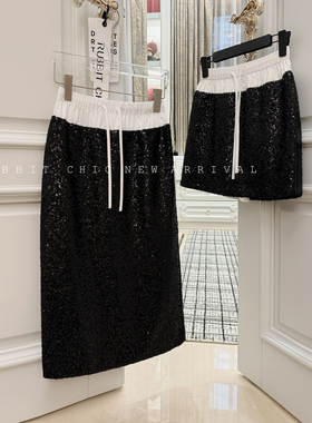 RUBBIT miu系女孩亮片半裙 高腰显瘦 中长款半身裙/短裙裙裤