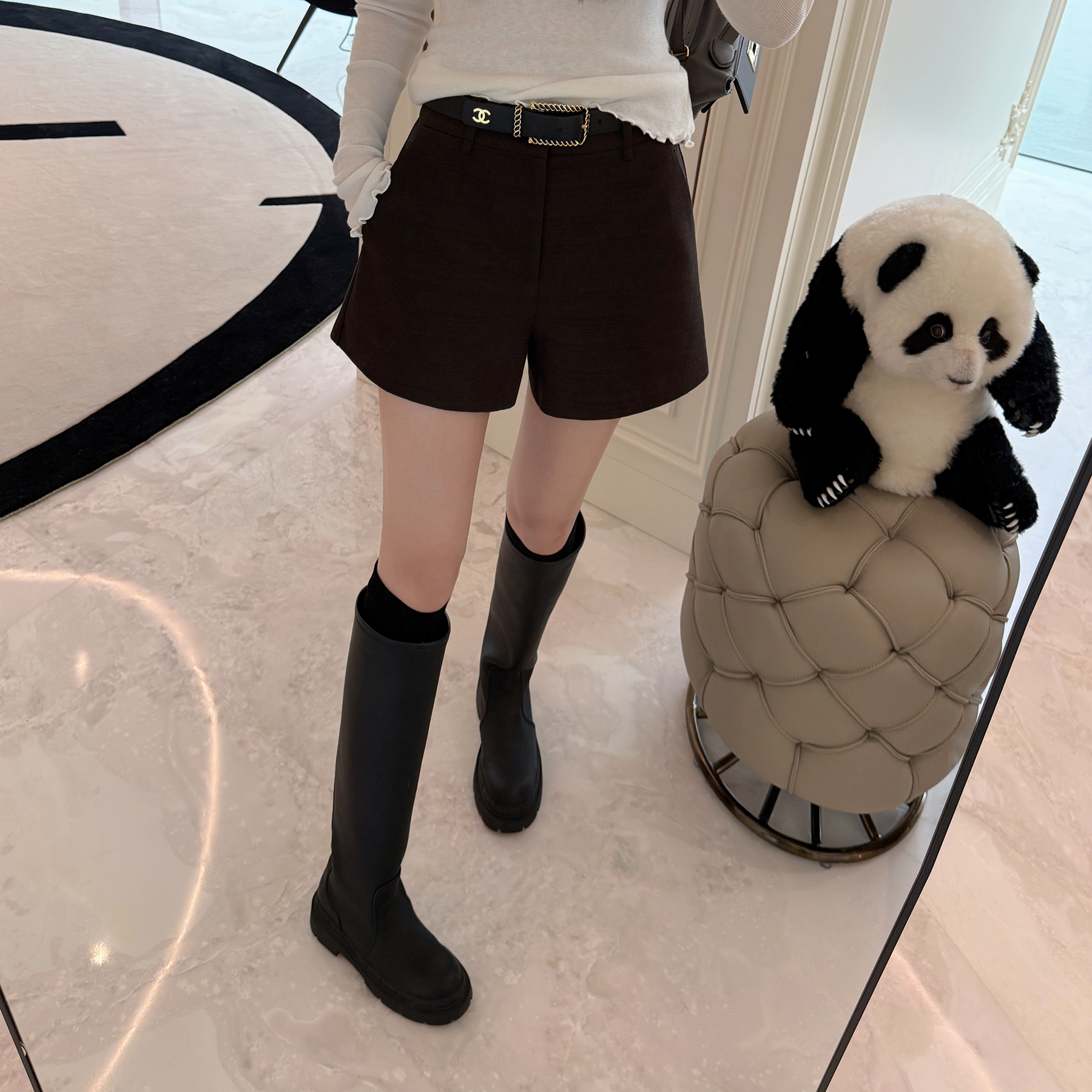 RUBBIT显瘦显高万能搭 气质高腰西装短裤 百搭A字阔腿休闲短裤女