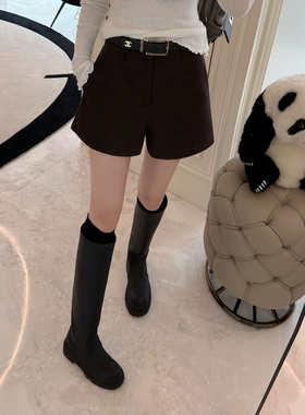 RUBBIT显瘦显高万能搭 气质高腰西装短裤 百搭A字阔腿休闲短裤女