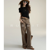 CHIC美式 百搭显瘦休闲裤 复古时髦 直筒长裤 灯芯绒窄版 RUBBIT