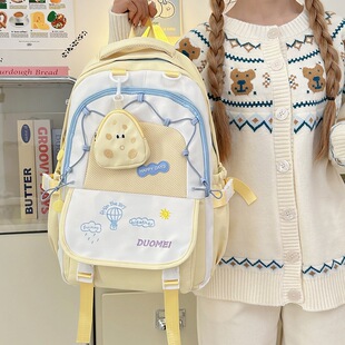 2026年新款高颜值初中女孩书包小学生简约百搭网红ins风双肩背包