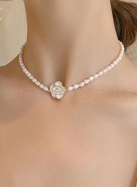 奥特莱斯品牌折扣店撤柜清仓捡漏法式复古设计轻奢山茶花项链ins