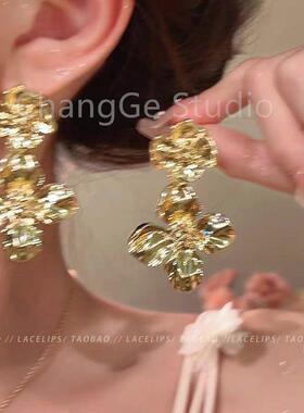 ChangGe Studio 新款夸张金色花朵耳环女时尚个性小众设计高级感