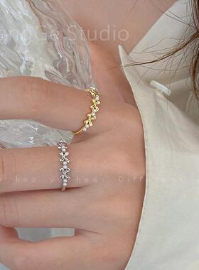 ChangGe Studio 珍珠蝴蝶开口戒指女小众高级感时尚食指戒夏天精