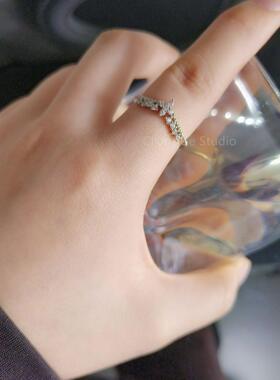 ChangGe Studio 韩版ins潮微镶锆石皇冠戒指女气质时尚轻奢高级小