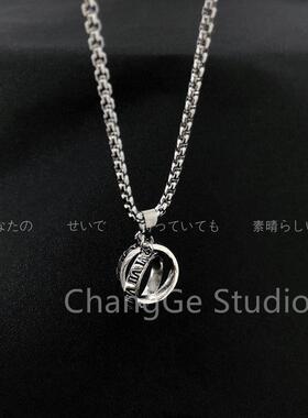 ChangGe Studio 复古罗马数字戒指钛钢吊坠项链男女2023年新款ins