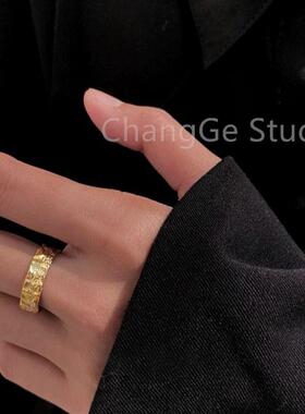ChangGe Studio 破碎的理论小众锡纸开口戒指暗黑风男女简约可调