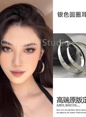 ChangGe Studio 大素圈耳环女2025新款爆款轻奢高级感圆圈耳圈宽