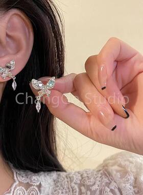 ChangGe Studio 2025年新款彩色闪钻蝴蝶耳钉女气质高级百搭时尚