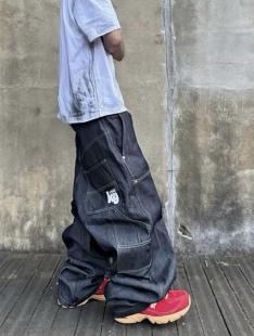 「Ueshima」Grailz Project工装原牛伐木宽松阔腿休闲牛仔长裤男