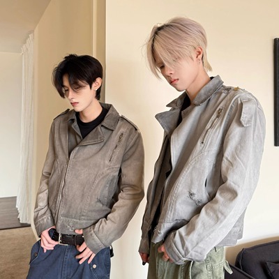 Uekk美式复古工装水洗夹克外套男