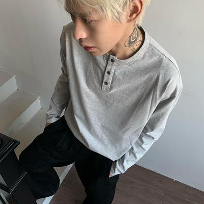 Uekk通勤Cleanfit亨利领长袖T恤