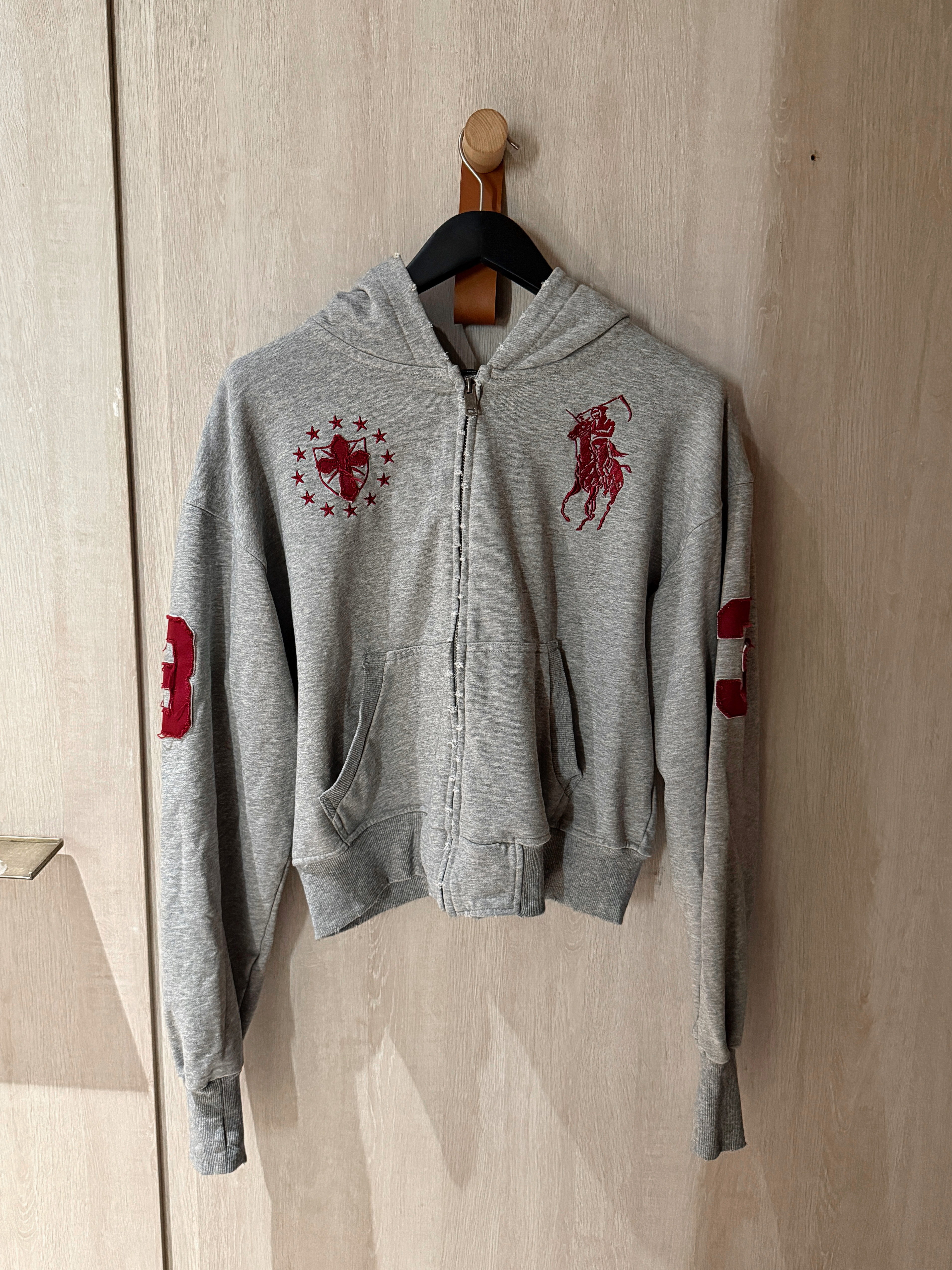 「Ueshima」马年限定刺绣马标重磅开衫boxy版型短款连帽卫衣男女