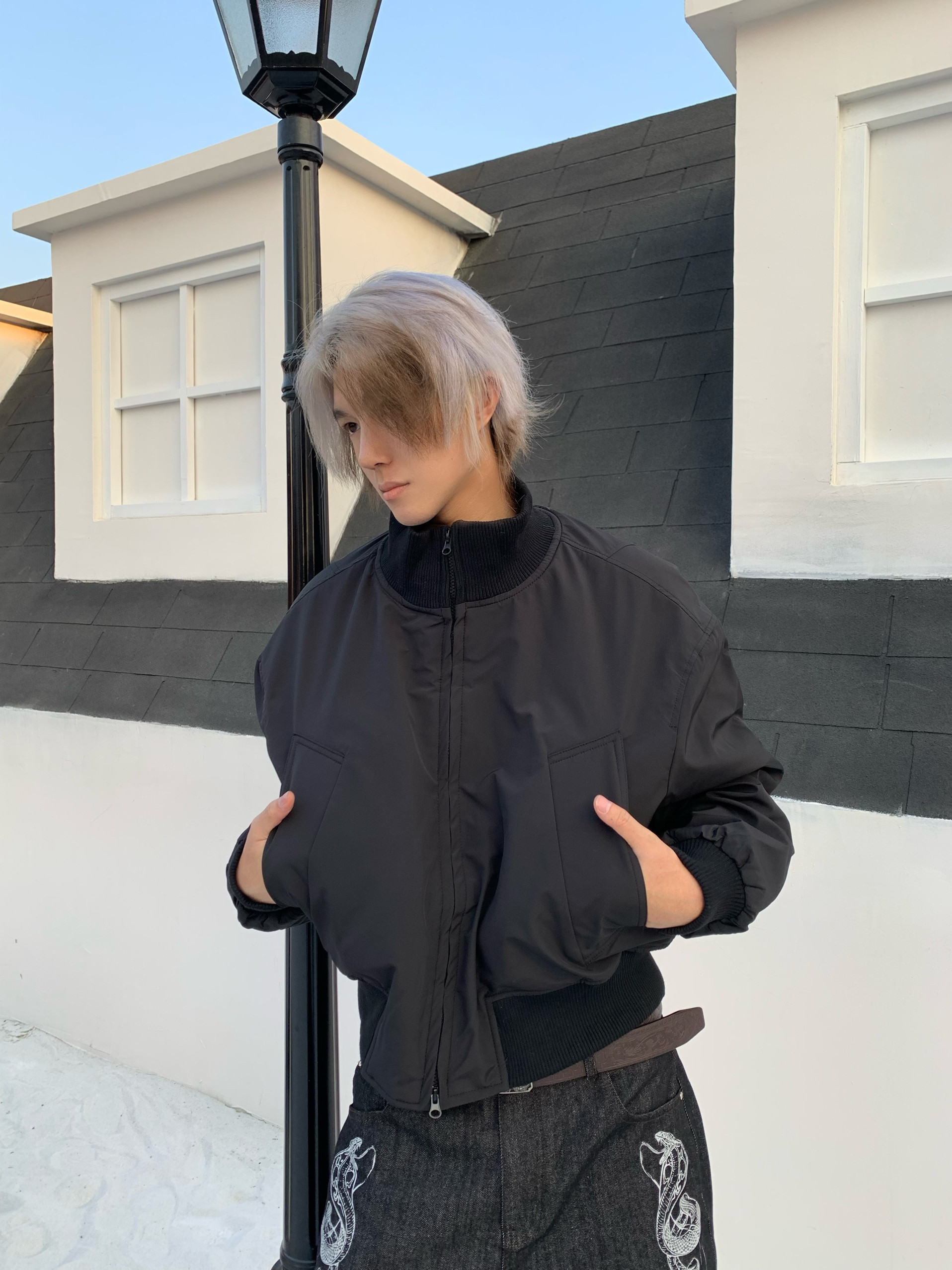 「Ueshima」美式cleanfit廓形飞行员夹克棉服加厚vibe风短款外套