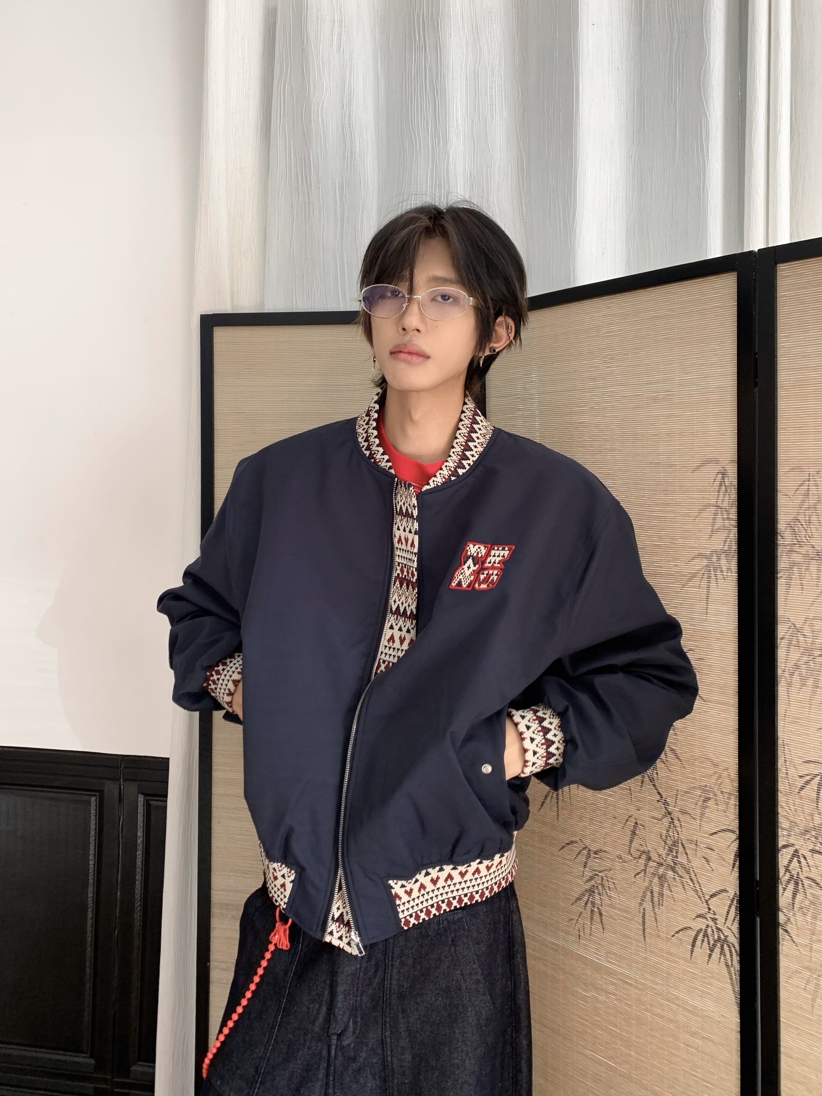 民族风提花短款棒球服夹克外套男