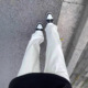 男女夏季 美式 显瘦休闲白色微喇牛仔裤 高街ootd