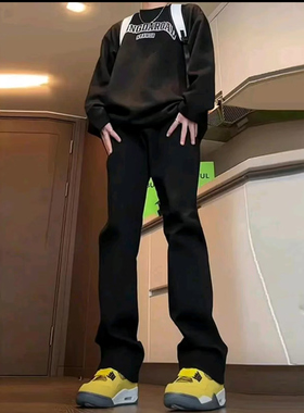 美式复古直筒垂感修身系水洗做旧微喇F21-SZ774085