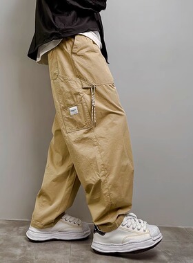 日系宽松直筒工装2023春秋新款多口袋机能潮牌潮流休闲百搭长裤