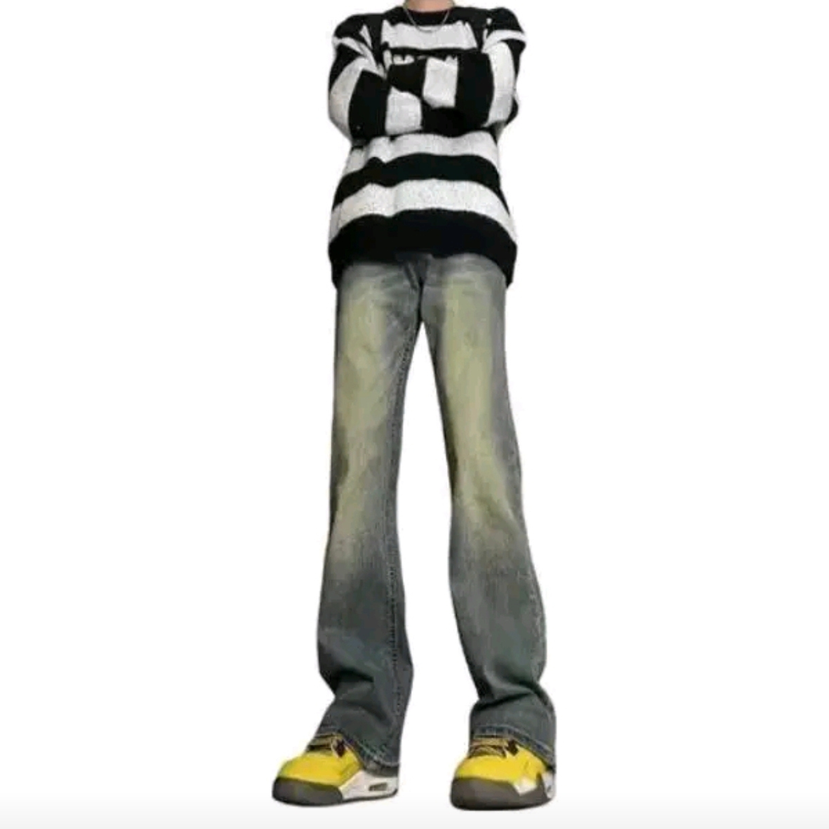 Forever21 24SS 美式废土风垂感修身直筒微喇阔腿水洗做旧牛仔