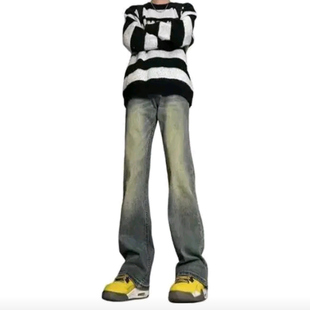 直筒微喇阔腿水洗做旧牛仔 废土风垂感修身 24SS 美式