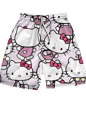 夏季短裤宽松居家五分睡卡通印花裤睡裤休闲裤情侣海边度假