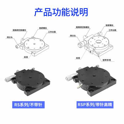 手动高精度位移台360°角度R轴光学滑台RS60/90/125旋转平台微调