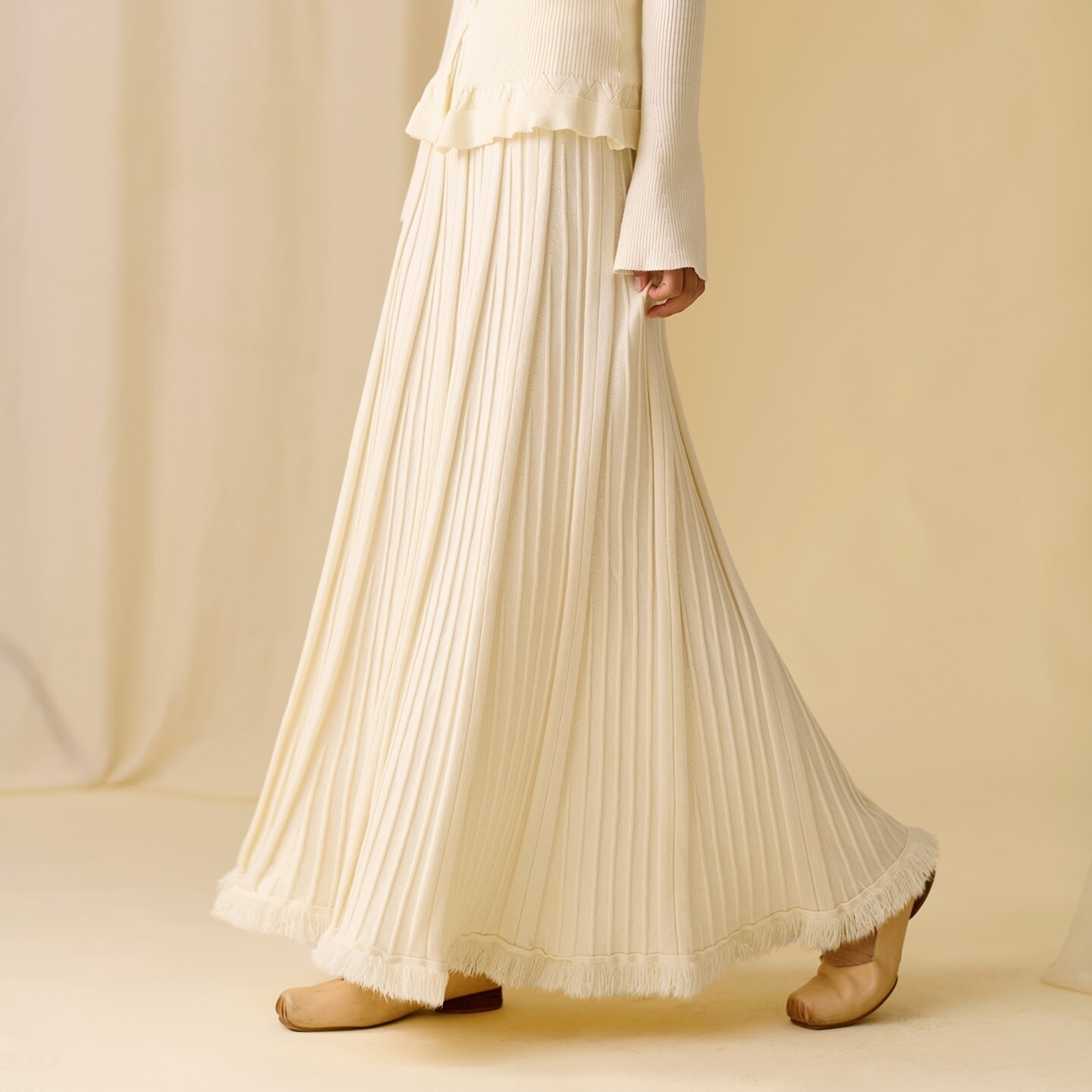 云知秋冬新款针织半身裙ins慵懒风设计感条纹a字大摆裙女高腰长裙