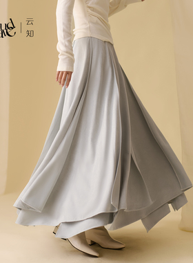 云知温柔慵懒风高腰A字半身裙飘逸长裙2025新款今年流行爆款裙子