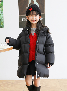 女童羽绒服中长款加厚连帽中小童大童亲子装儿童羽绒服男童23159