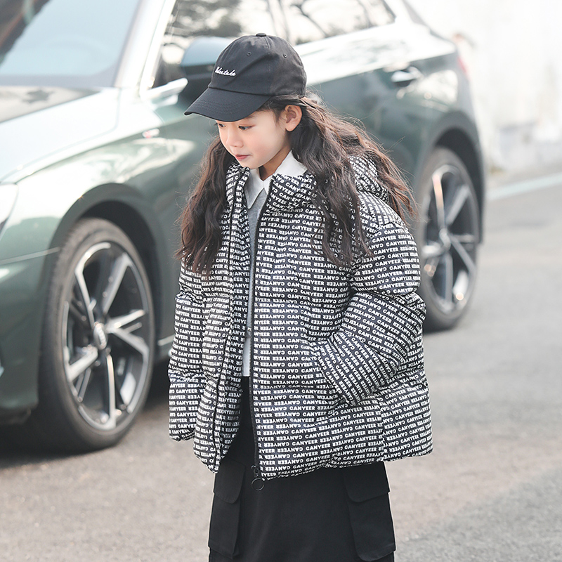 女童羽绒服连帽款小中大儿童羽绒服保暖宝宝羽绒服外套印花23153