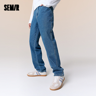 男2023冬季 子简约纯色宽松直筒长裤 新款 休闲通勤裤 时尚 森马牛仔裤