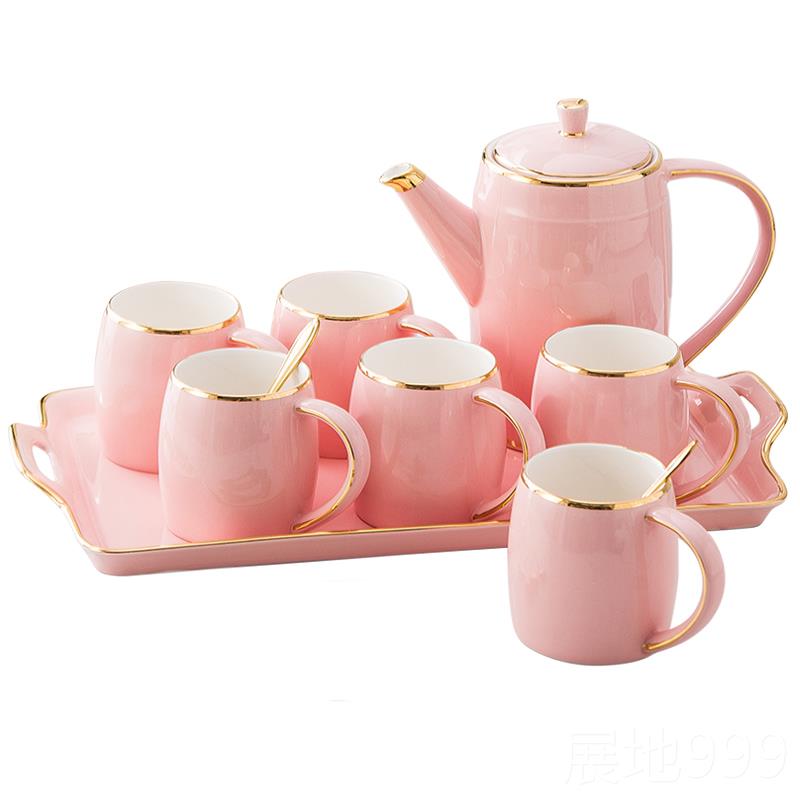 高档陶瓷奢喝水杯子家用客厅具茶具茶壶套茶杯简约杯水具轻装结婚