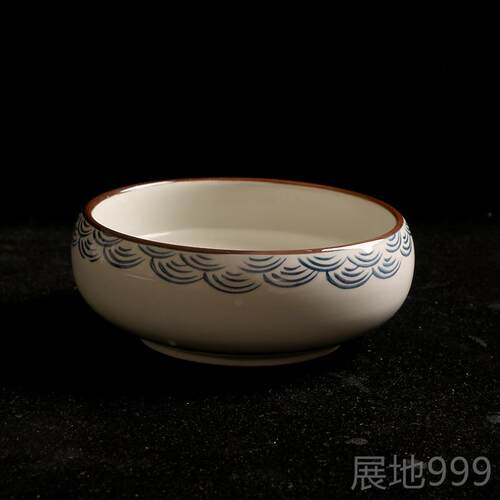 高档笔洗陶瓷笔缸墨碟毛笔文房四宝成国画法绘画美术用品手绘图案