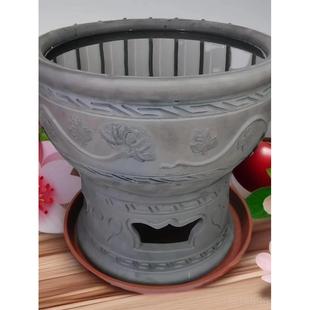 高档老京莲花鱼盆工澄江泥加瓦鱼缸瓦缸瓦盆纯手金鱼盆湿器特北价