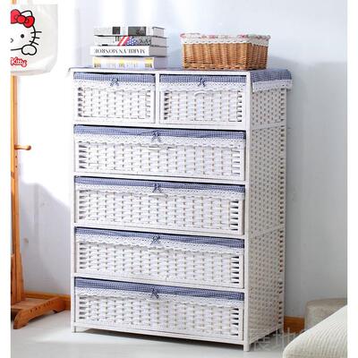 高档藤编收柜免安客厅置柜卧室儿童宝宝纳衣柜草编物抽屉式储物柜