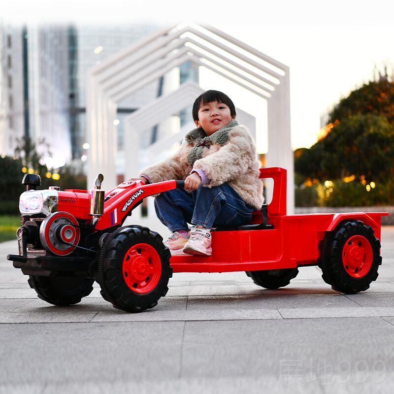 高档儿童电动拉四轮拖机具可坐人玩车大带遥控手号扶双人小孩越野