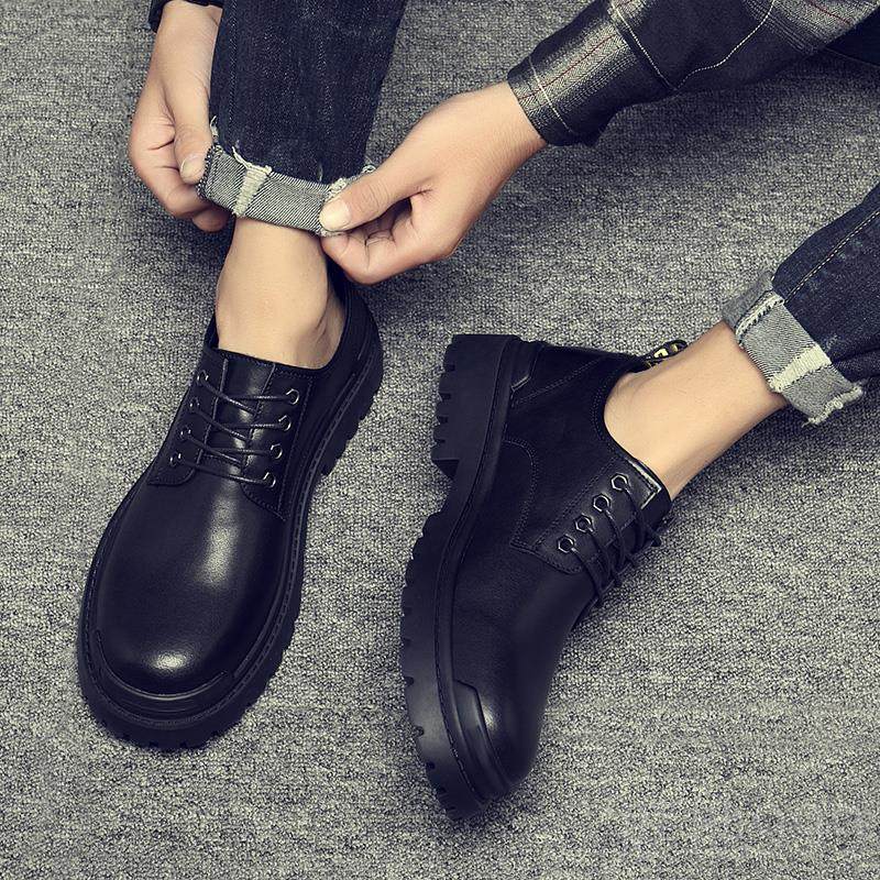 高档鞋子男款马闲丁靴潮男休皮鞋黑大鞋真皮头潮流厚底低帮工色装,流行男鞋,休闲皮鞋,淘宝优惠券,粉丝福利购,淘宝优惠卷