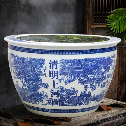 高档景德镇莲陶瓷鱼养缸荷花睡缸碗缸莲乌龟缸书画缸大水缸鱼盆