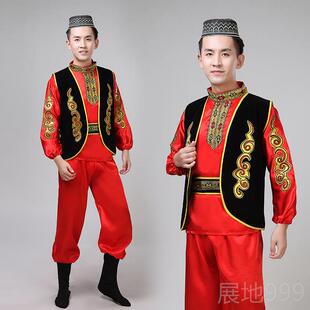 高档新疆舞蹈出演服装男族成回族维族撒拉乌孜别克人塔塔尔长袖舞