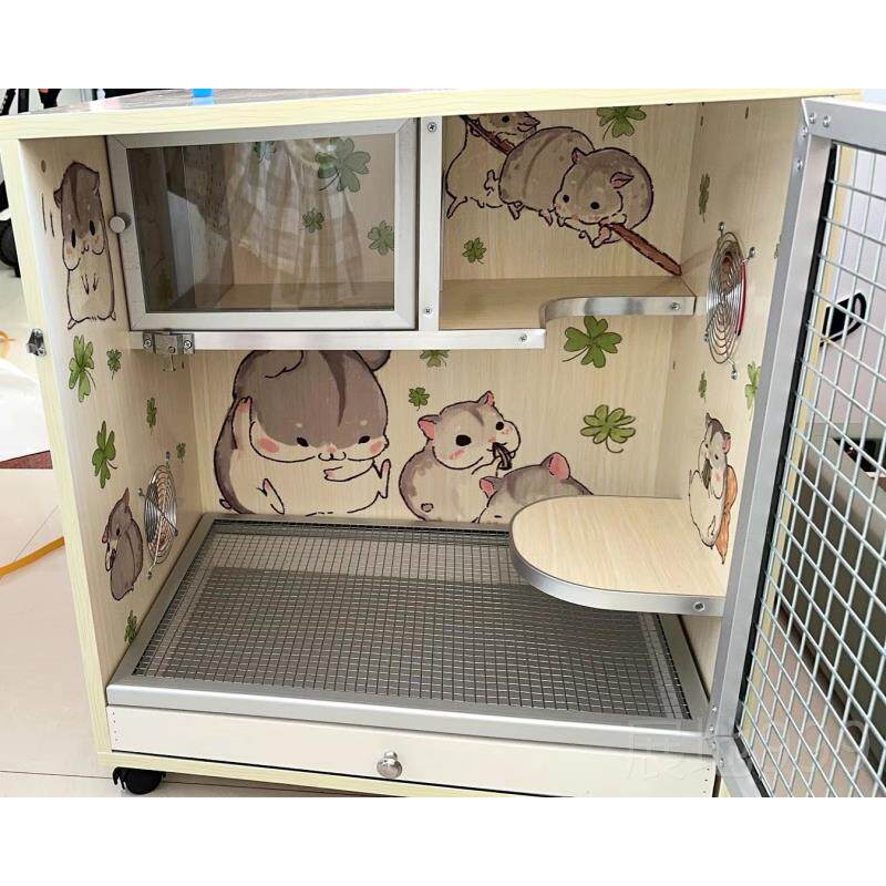 高档龙猫笼子带超大别墅生态板实窝木猫松鼠龙柜笼空调龙猫柜笼冰
