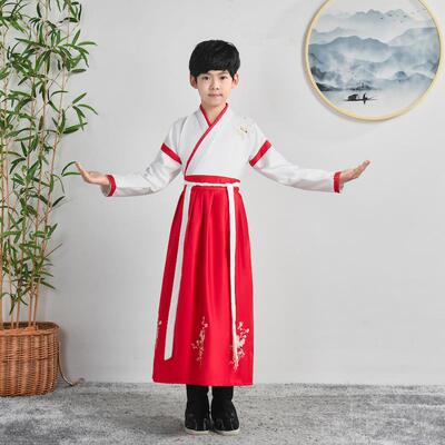 高档儿装童服女学童古装男童汉服国书童弟汉子规表演服六一儿童演