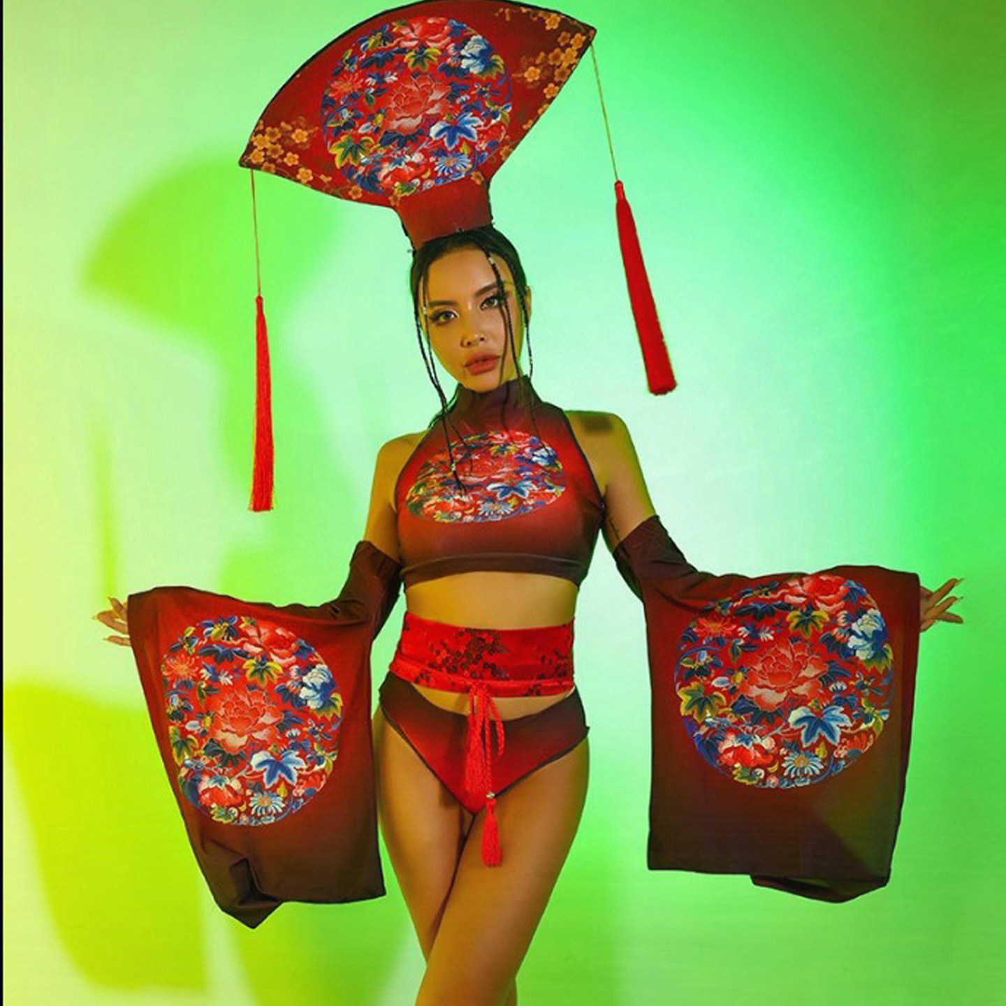 酒吧GOGO中国风领舞跳舞套装DS演出服装情人节女团性感走秀比基尼