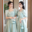 伴娘服女2025新款 缎面长裙晚礼服小个子高级感姐妹团伴娘裙 秋冬季