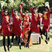 伴郎服中式 衣服 旗袍汉服抢亲兄弟团大码 男兄弟装 搞笑结婚礼服唐装