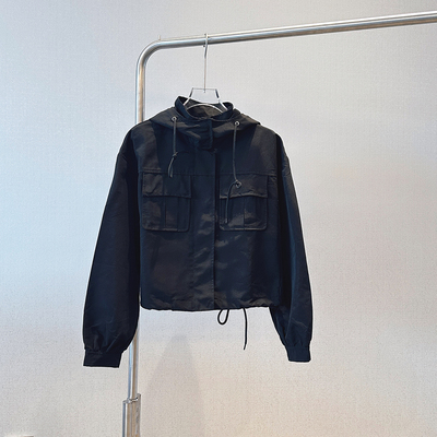 机能感工装 宽松短款连帽外套休闲风拉链夹克女NNB019