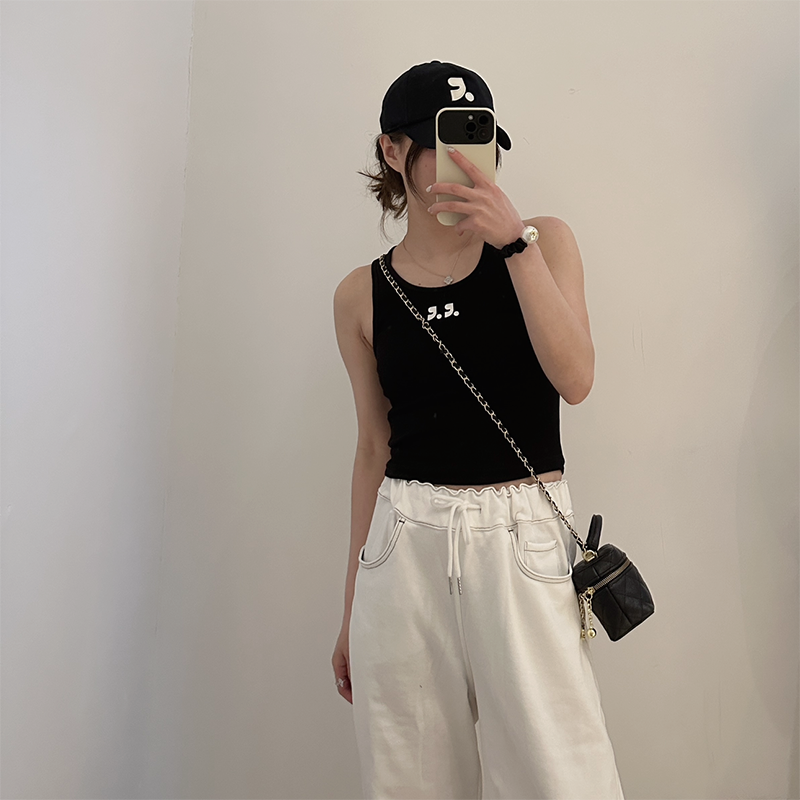 小标黑/白印花背心吊带时尚百搭女士夏季简约显瘦款7DHC23222