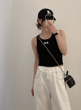 小标黑/白印花背心吊带时尚百搭女士夏季简约显瘦款7DHC23222