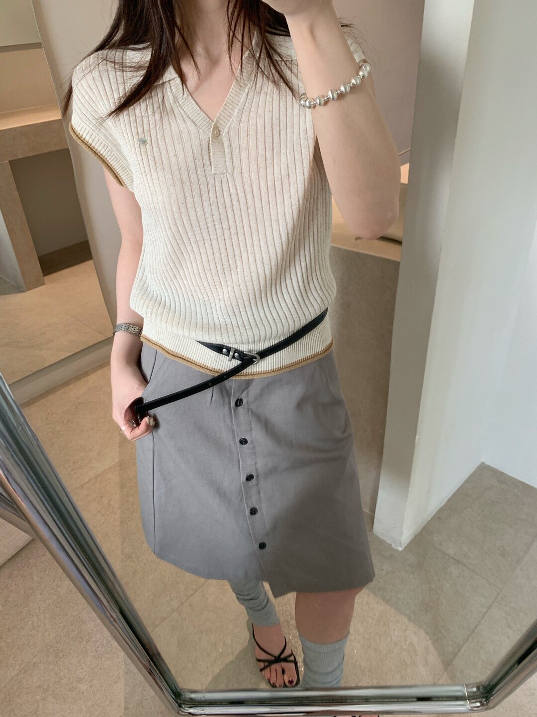 2026春夏季新款短袖polo衫女款天丝亚麻纯色针织t恤