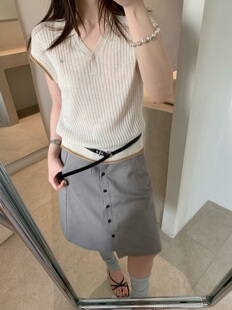 2026春夏季新款短袖polo衫女款天丝亚麻纯色针织t恤
